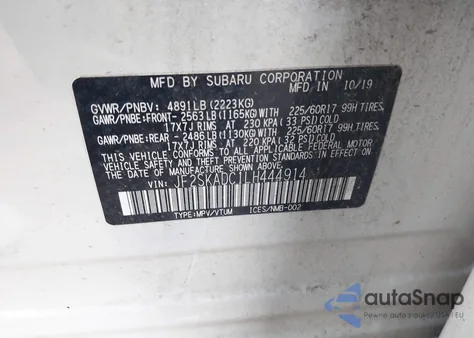 2020 Subaru Forester from USA, damaged, VIN JF2SKADC1LH444914